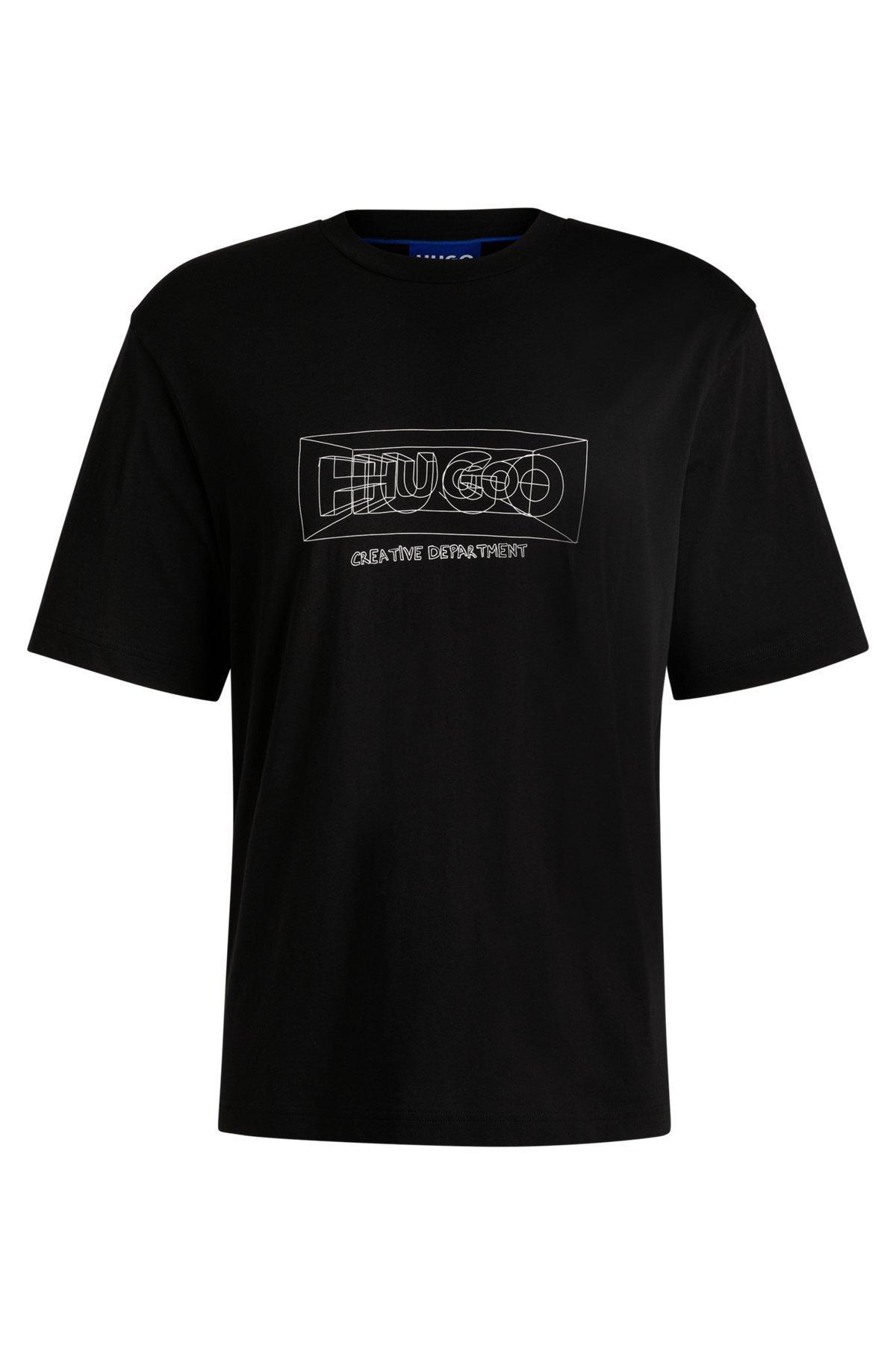 Regular-fit T-shirt in cotton with graphic logos Product Image