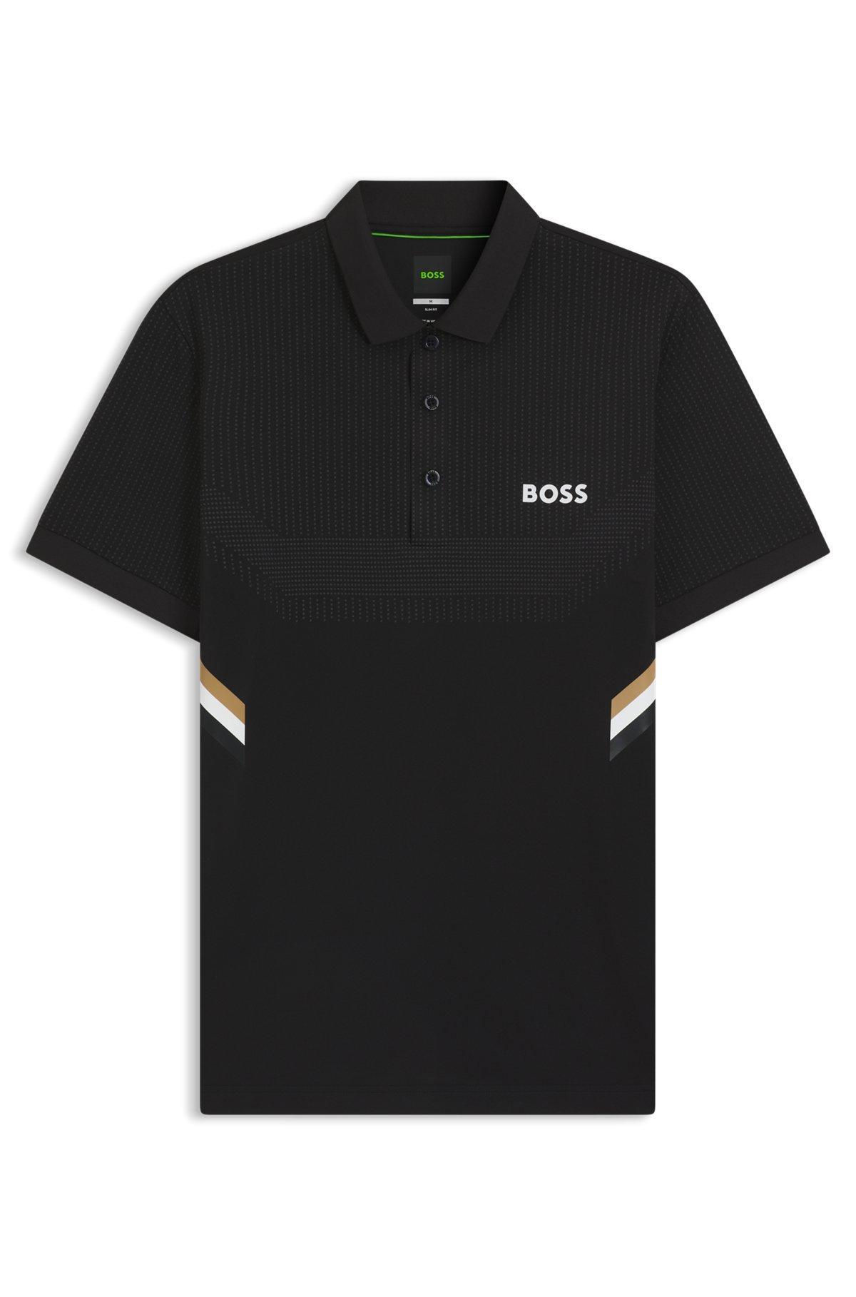 BOSS - Active slim-fit polo shirt with moisture management - Black Product Image