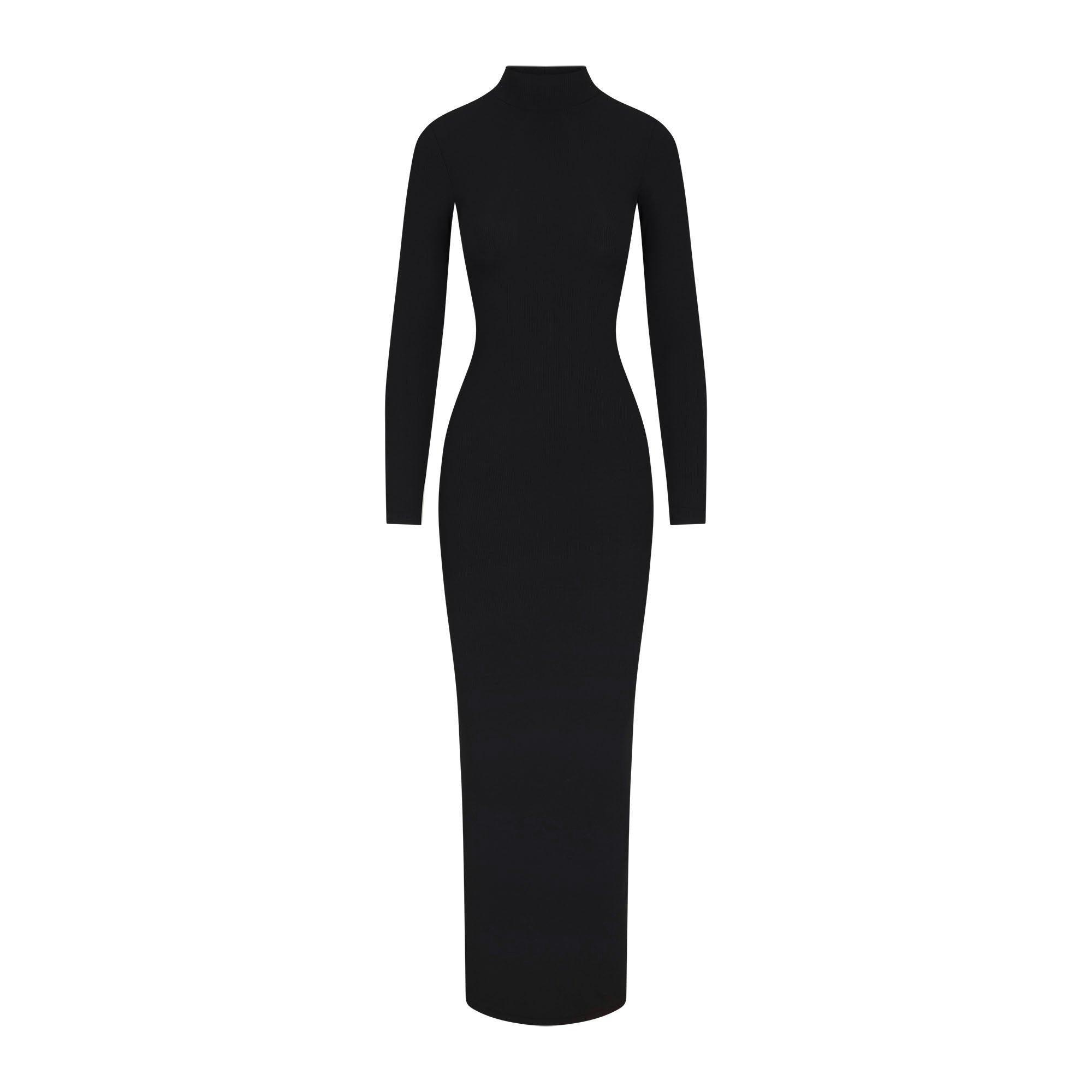 SOFT LOUNGE TURTLENECK LONG DRESS | ONYX Product Image