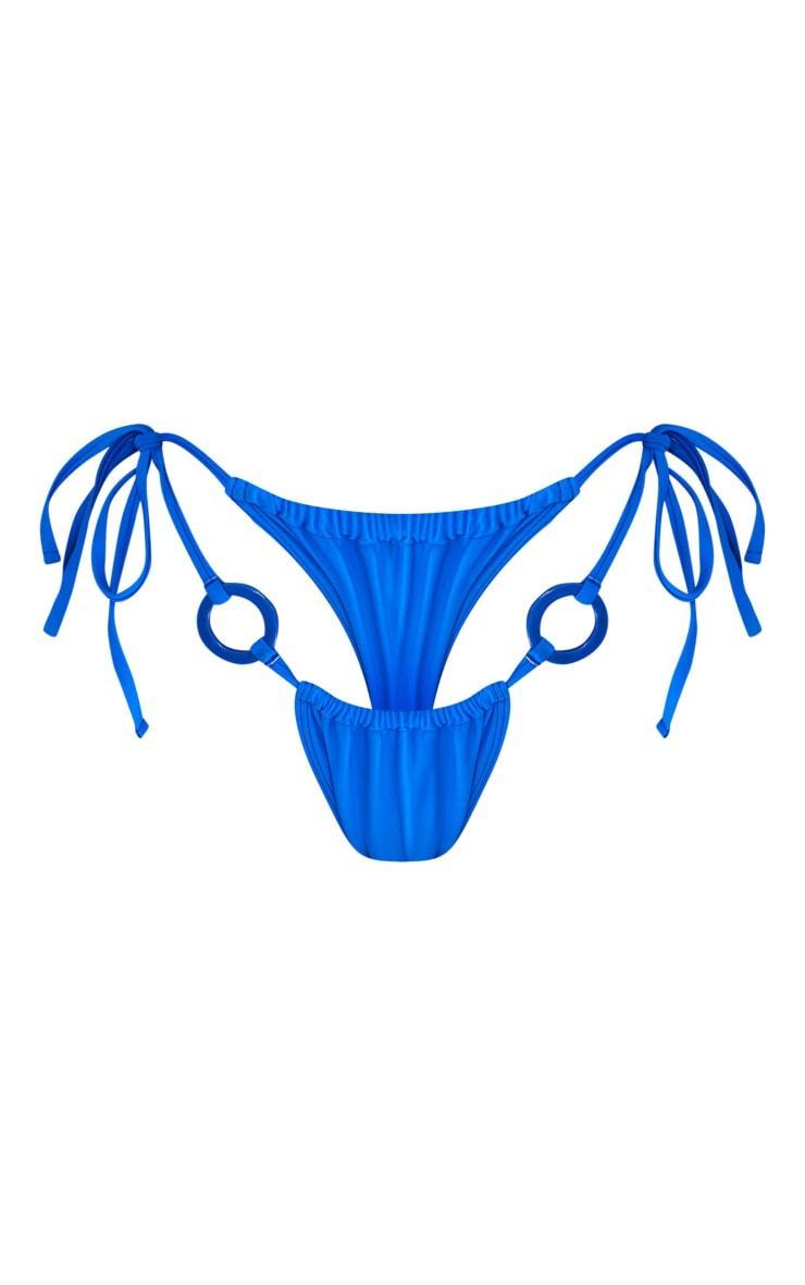 Blue O Ring Tie Side Bikini Bottoms Product Image