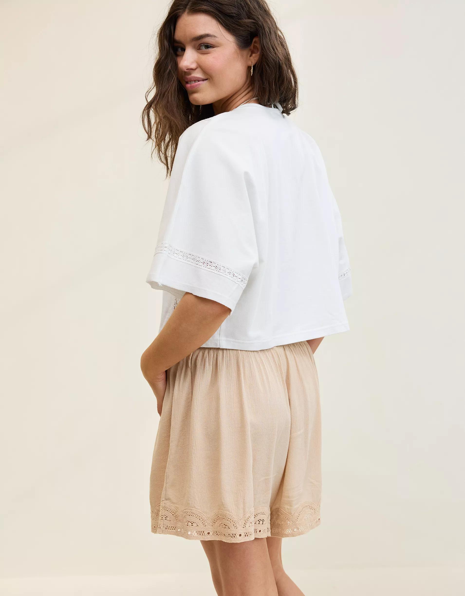 Aerie Short Sleeve Crochet Cardigan Product Image