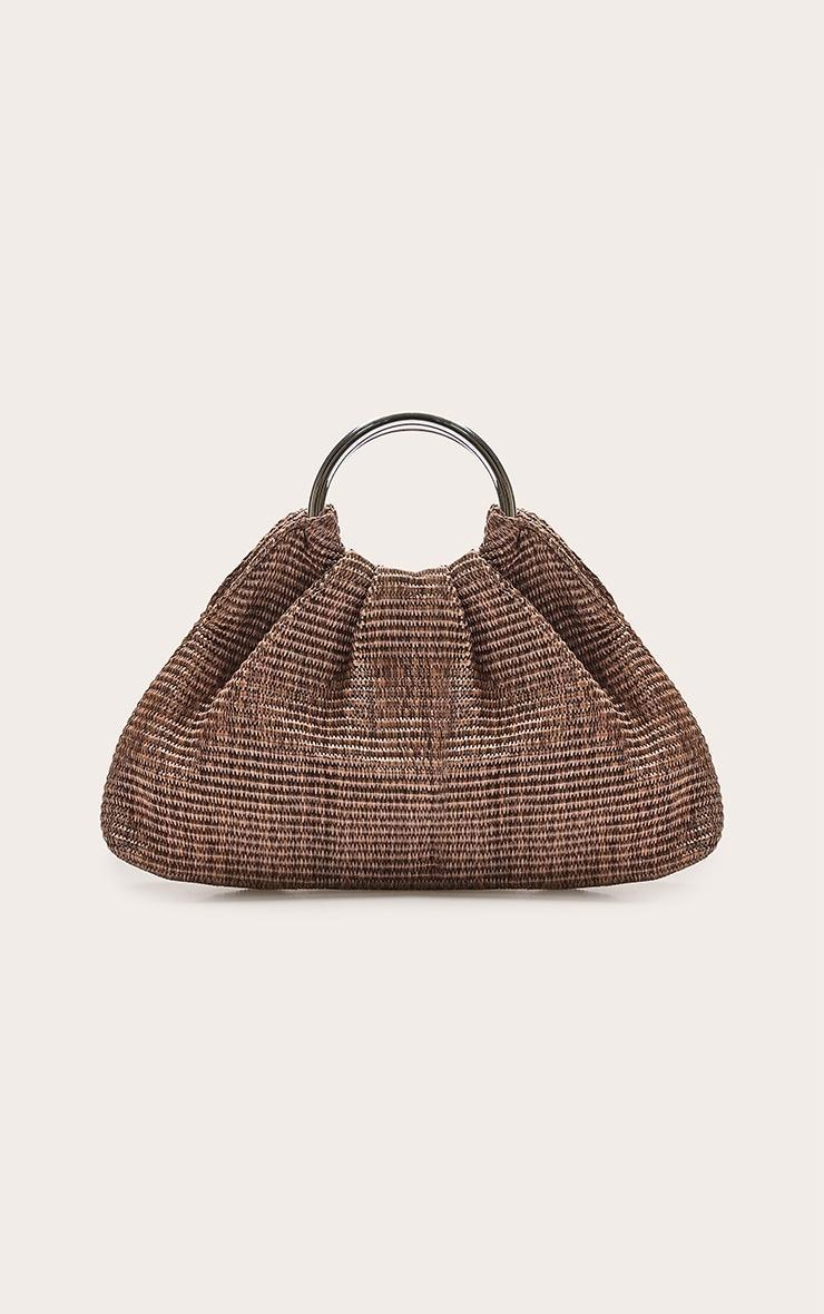 Chocolate Raffia Gold Studded Tote Product Image