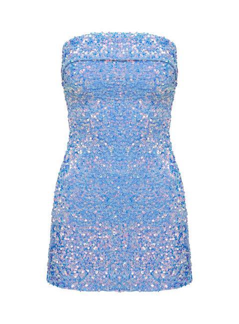 Caprina Sequin Mini Dress Light Blue Product Image