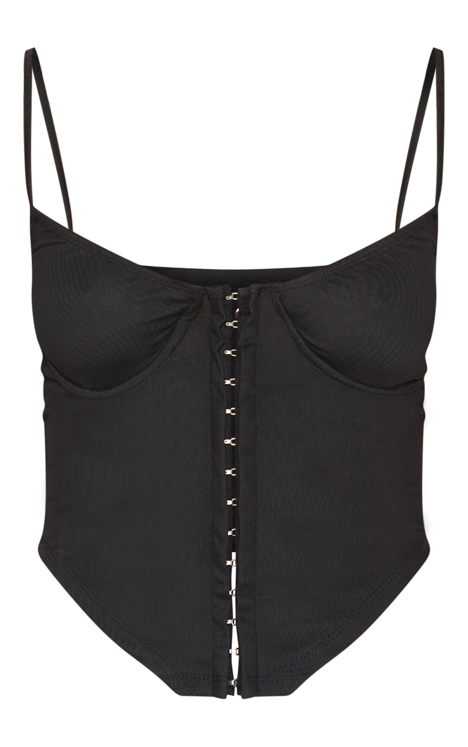 Petite Black Mesh Hook And Eye Corset Product Image