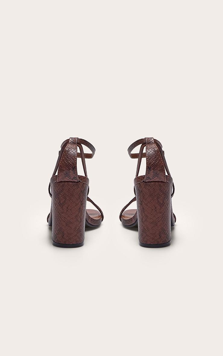 Snake Pu Square Toe Buckle Detail Block Heeled Sandal Product Image