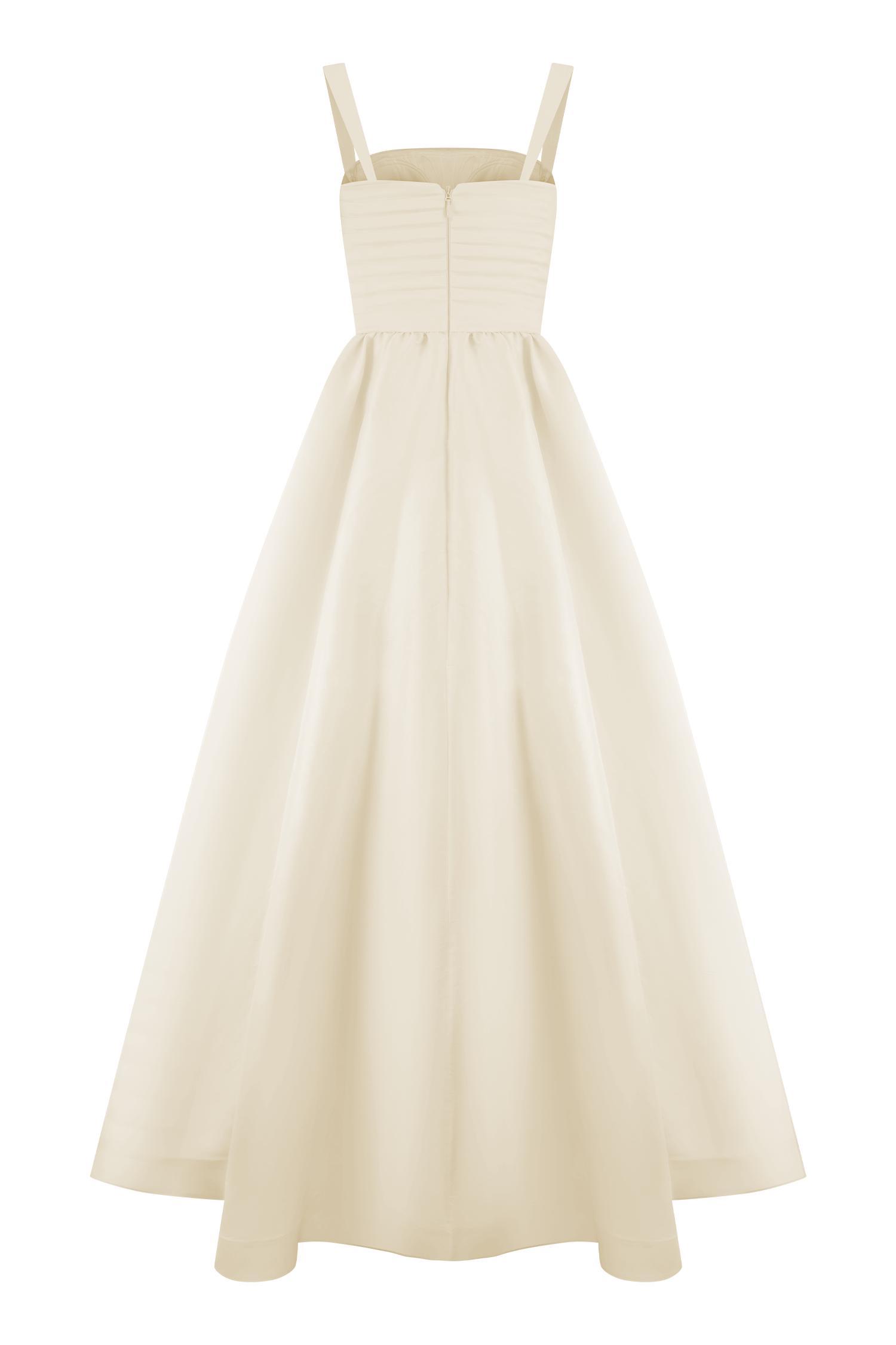 Carla Ruched Gown - Cream Ivory Product Image