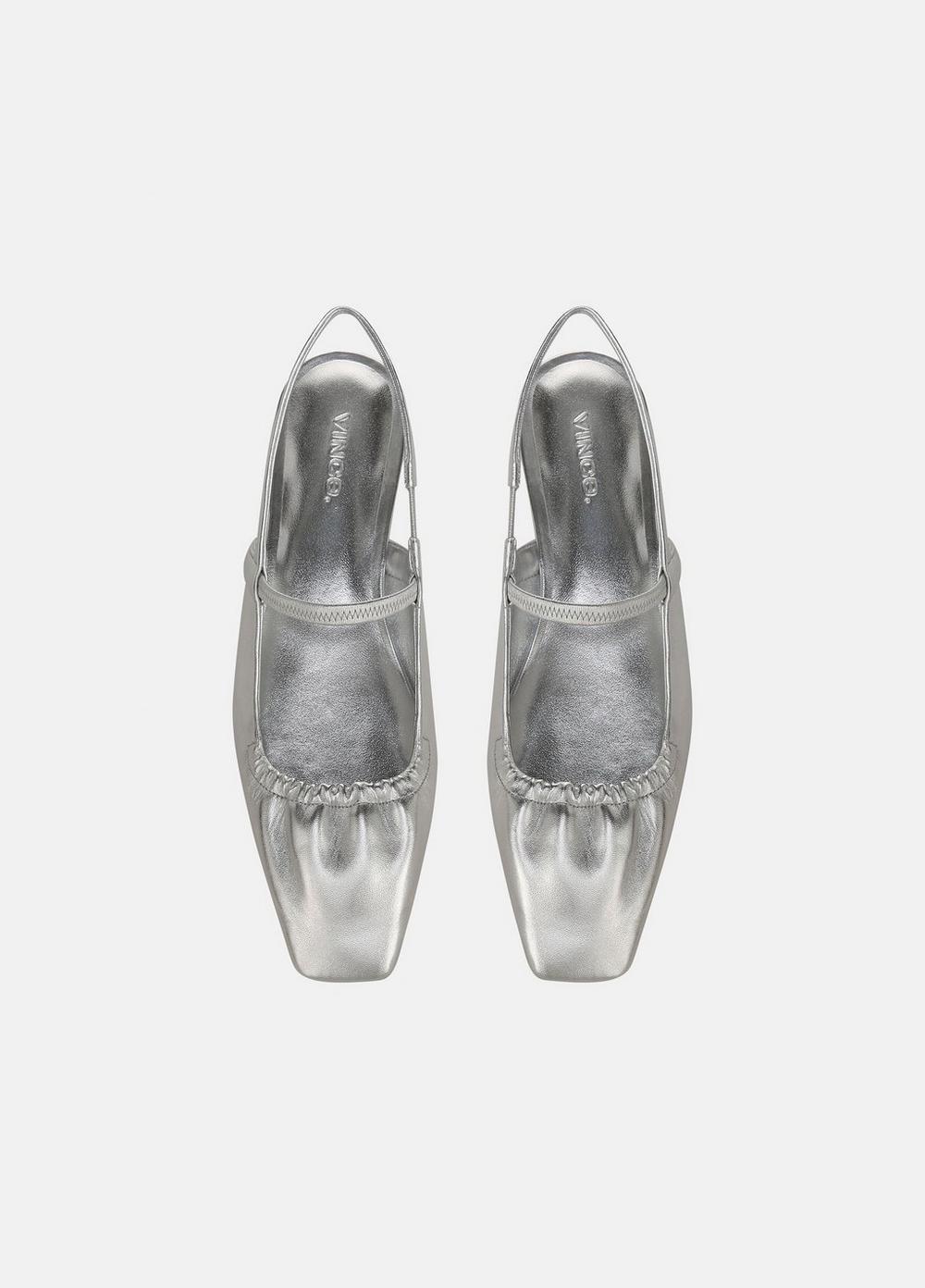 Womens Iliana Metallic Leather Slingback Flat, Silver, Size 9.5 Vince Product Image
