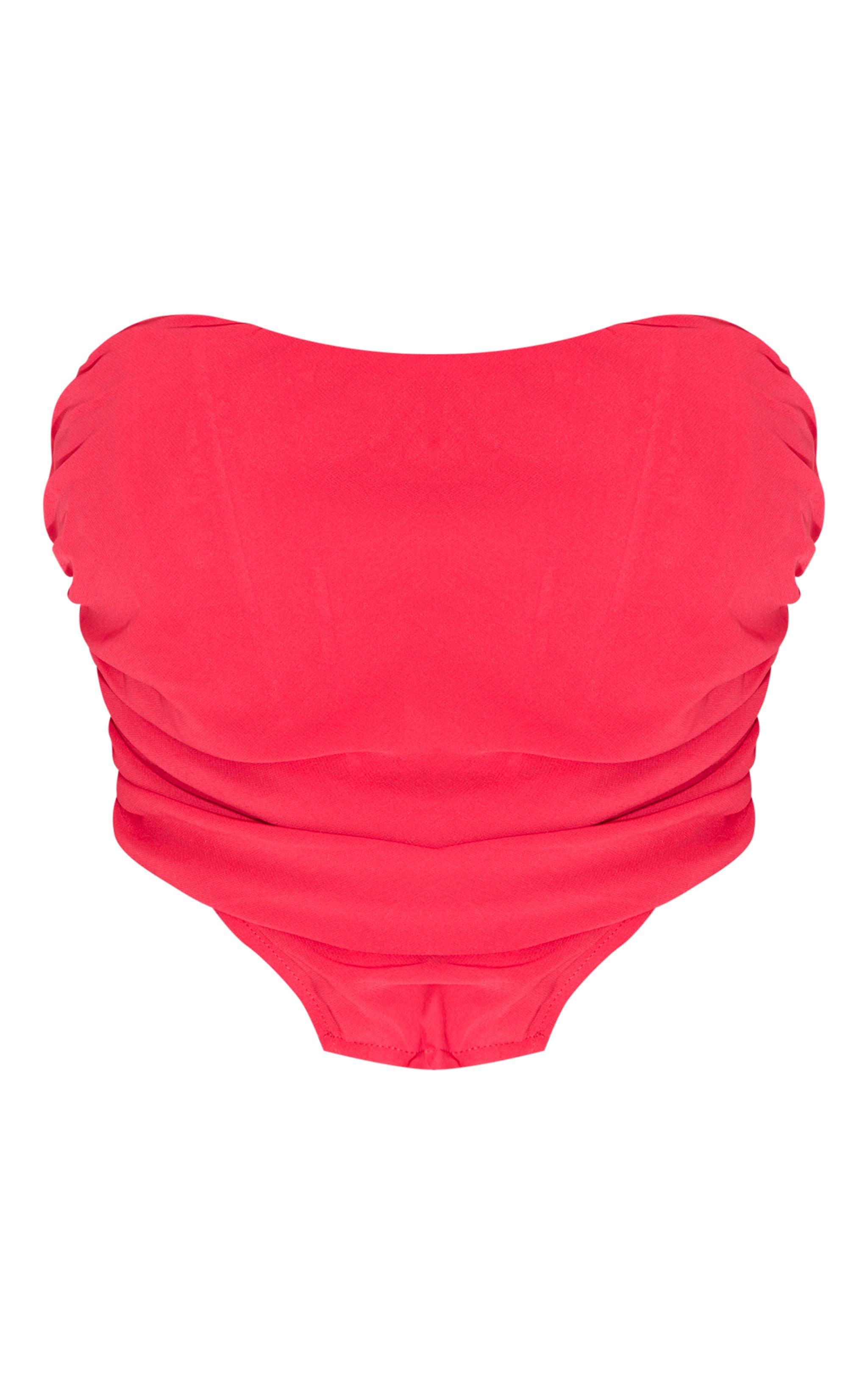 Shape Red Chiffon Ruched Corset Crop Top Product Image
