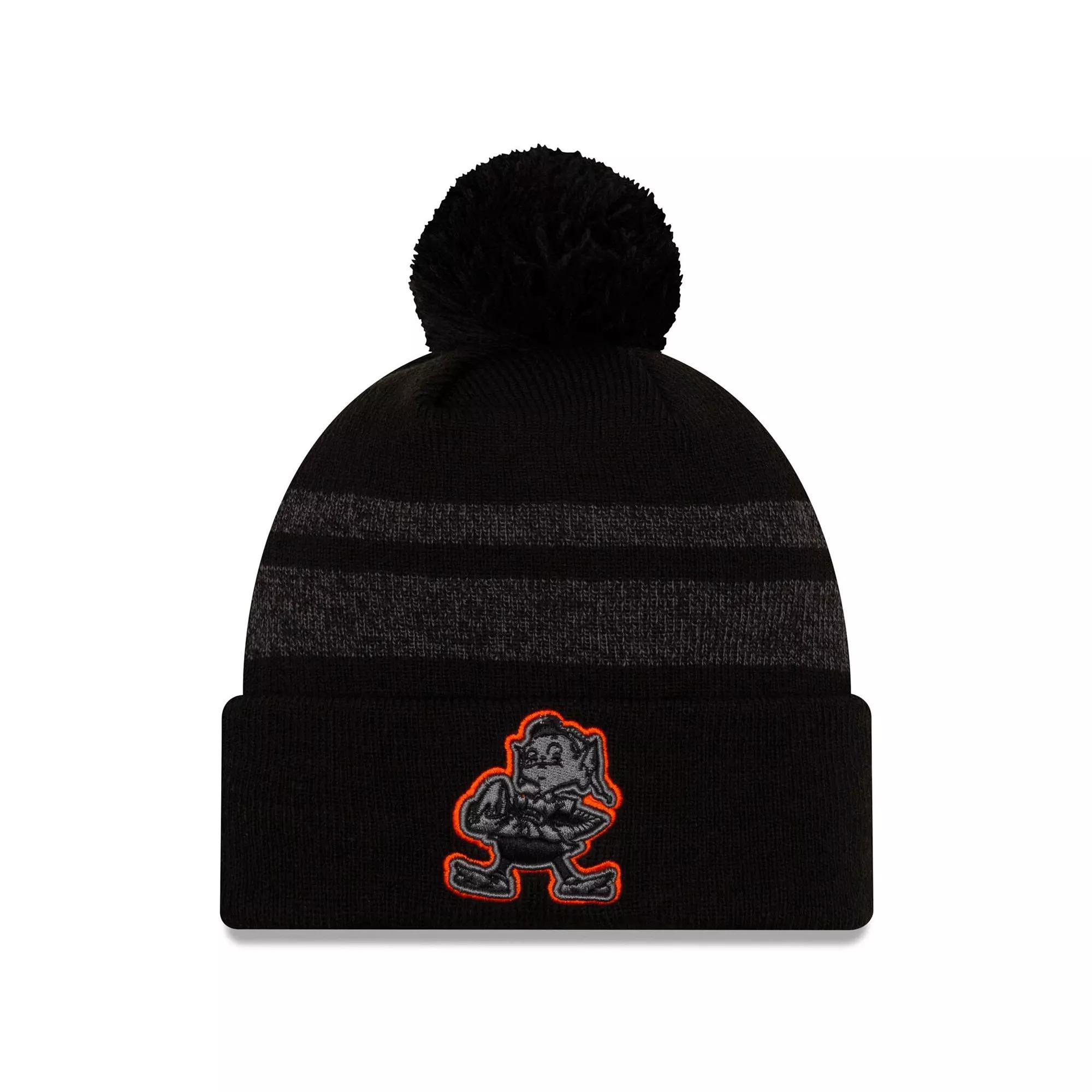 Men's New Era Black New England Patriots Dispatch Cuffed Knit Hat With Pom Product Image
