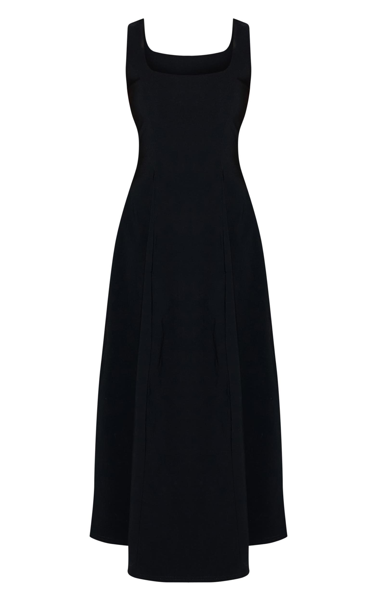 Black Scoop Neck Sleeveless Maxi Dress Product Image