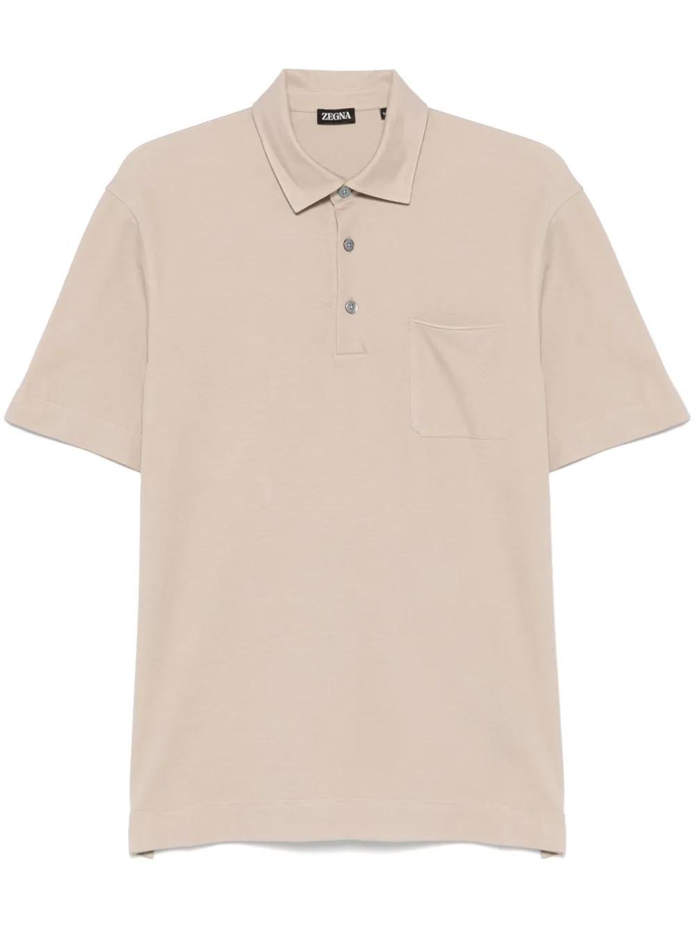ZEGNA Cotton Polo Shirt In Nude Product Image