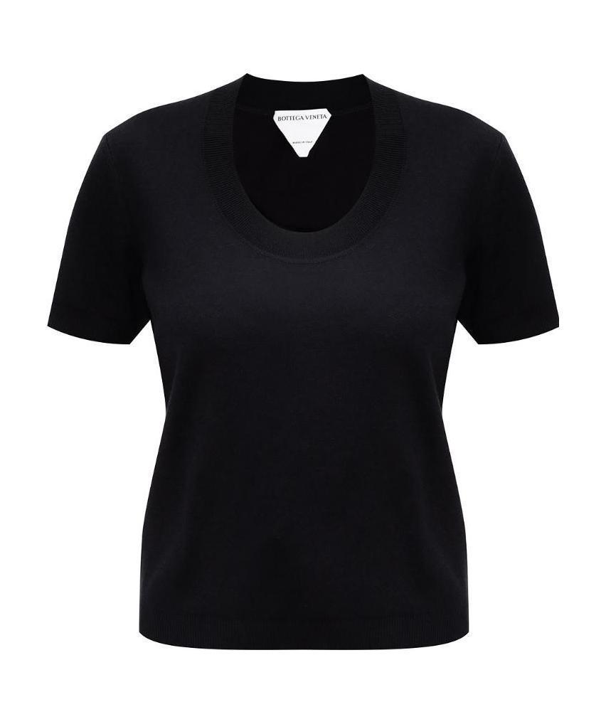 BOTTEGA VENETA Knitted Short-sleeve Top In Black Product Image