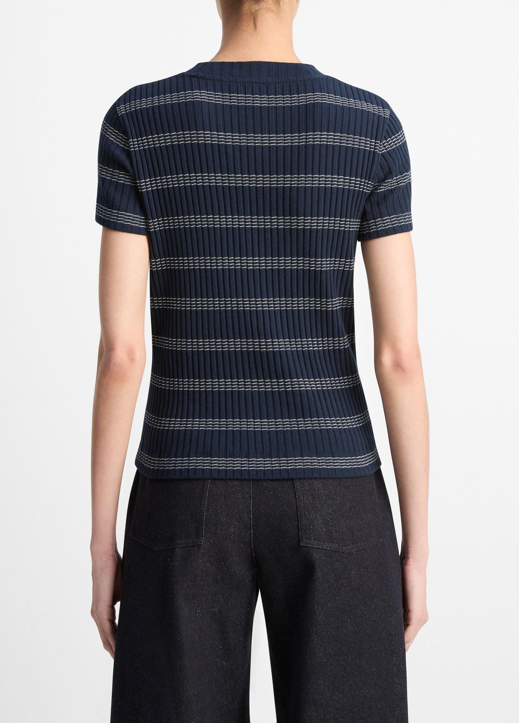 Striped Ribbed Cotton-Blend Top Product Image