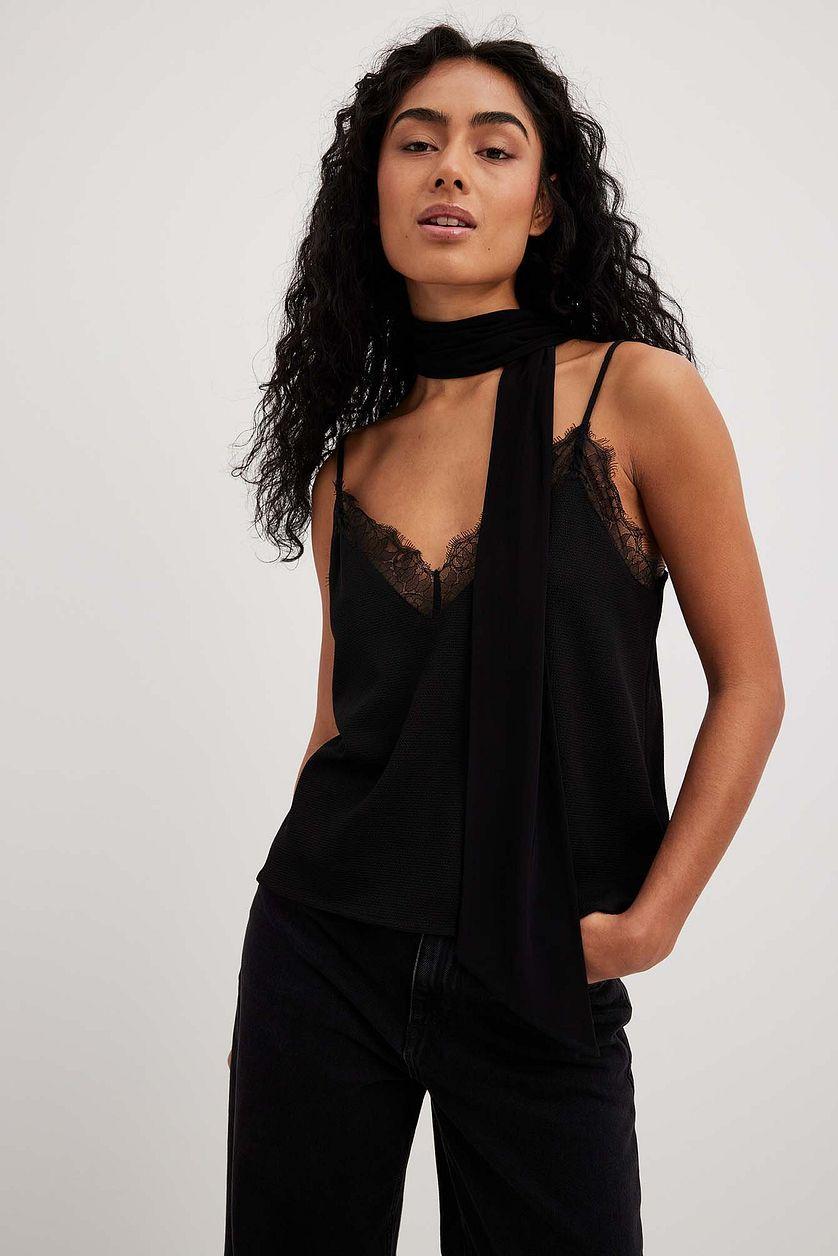 Recycled Lace Detail Crepe Singlet Product Image