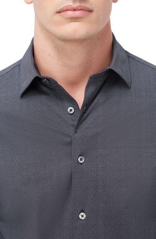BUGATCHI Men's Ooohcotton Chevron Sport Shirt In Grey/black Product Image