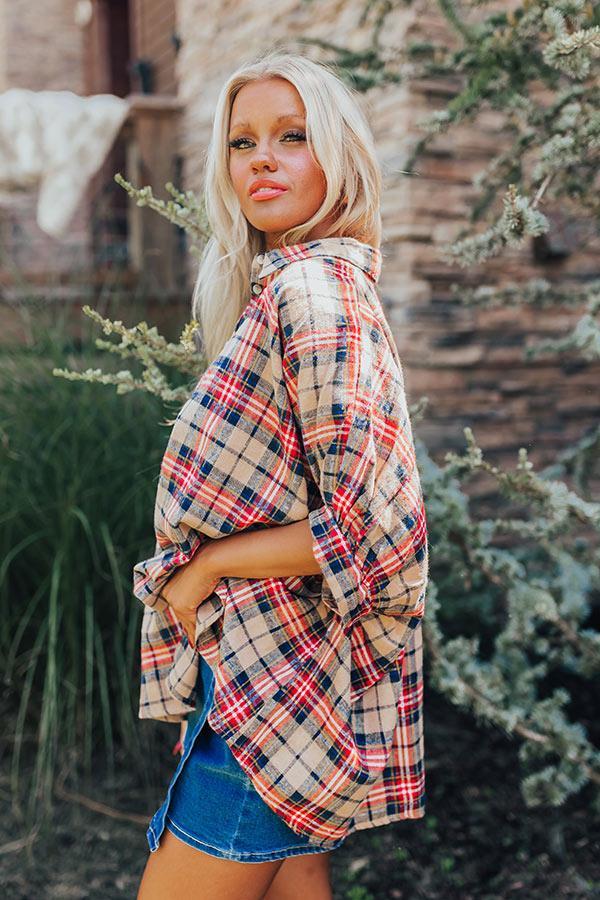 So Plaid You're Mine Button Up in Iced Latte Product Image