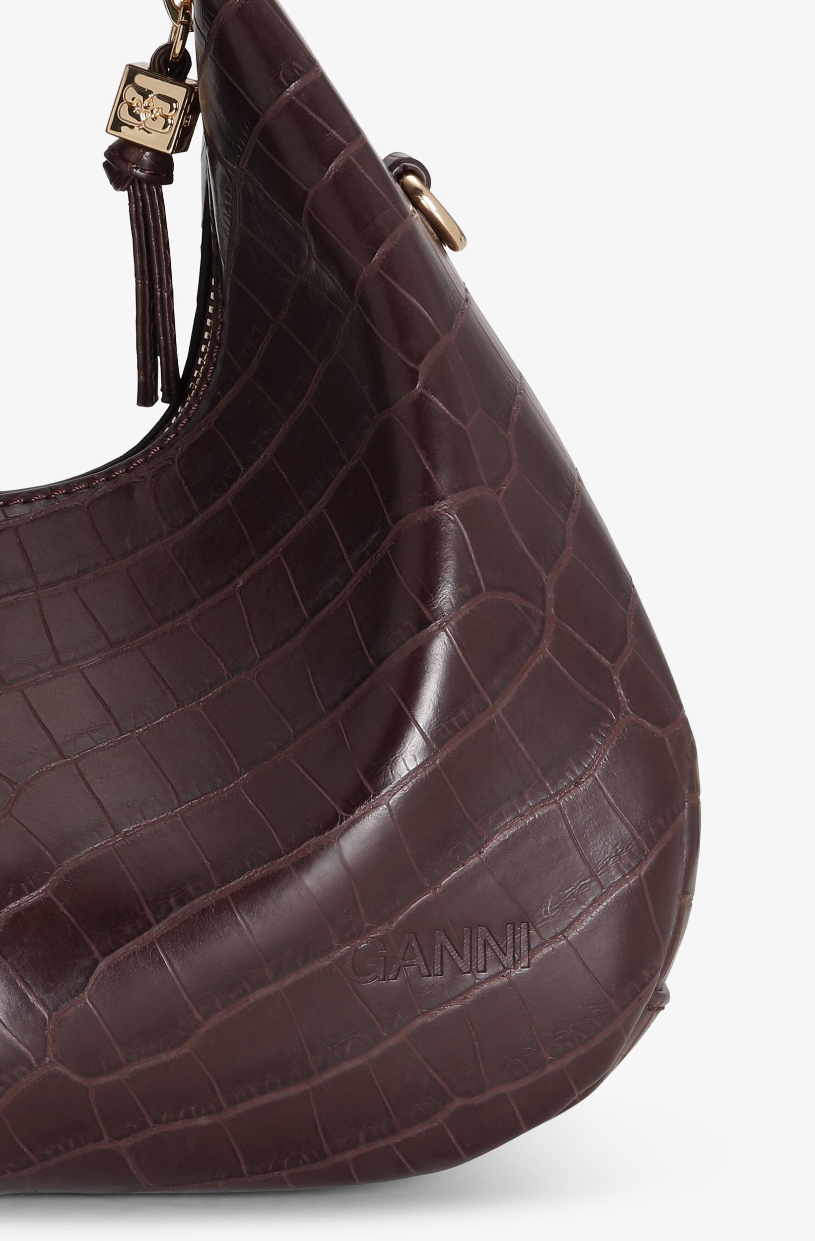 Brown Croco Mini Hobo Bag Product Image
