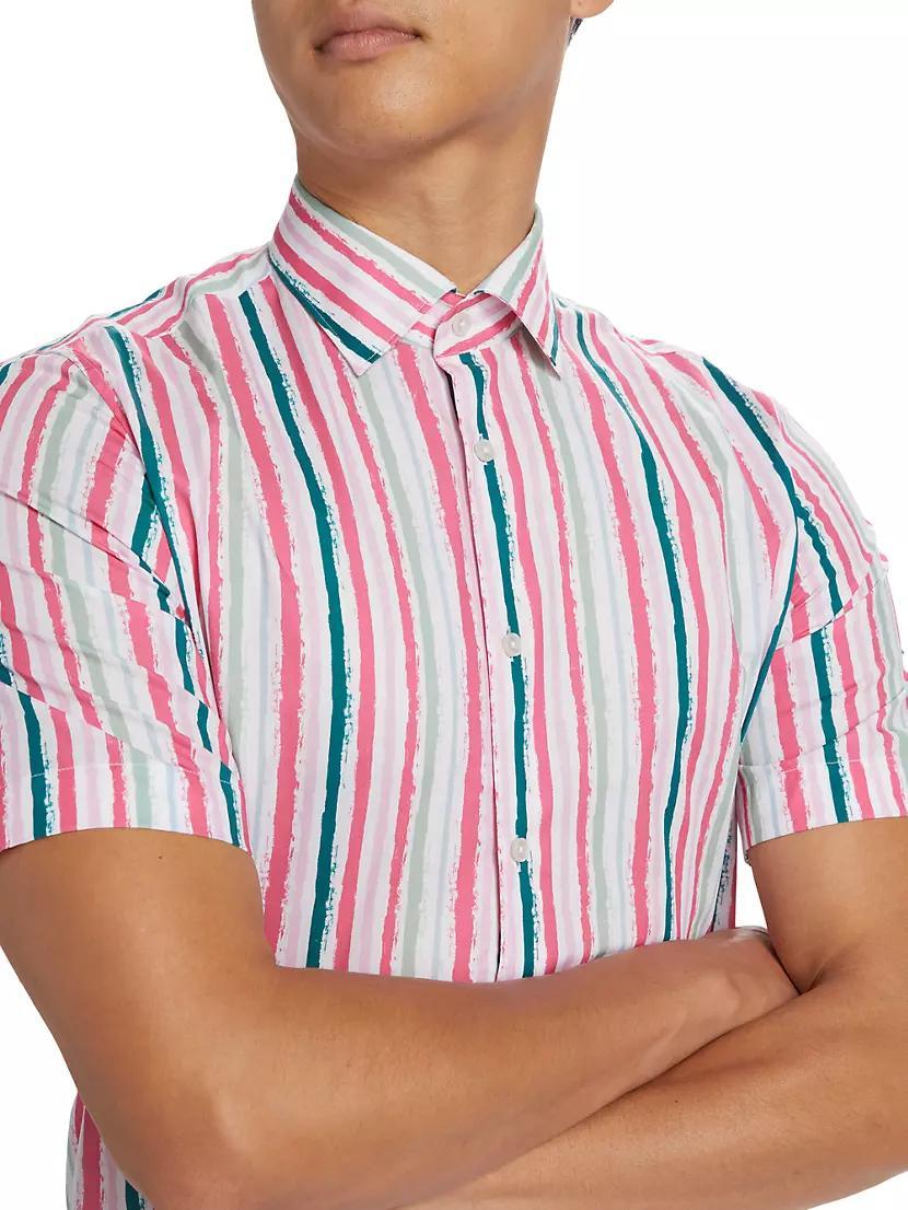 Slim-Fit Striped Short-Sleeve Shirt Product Image