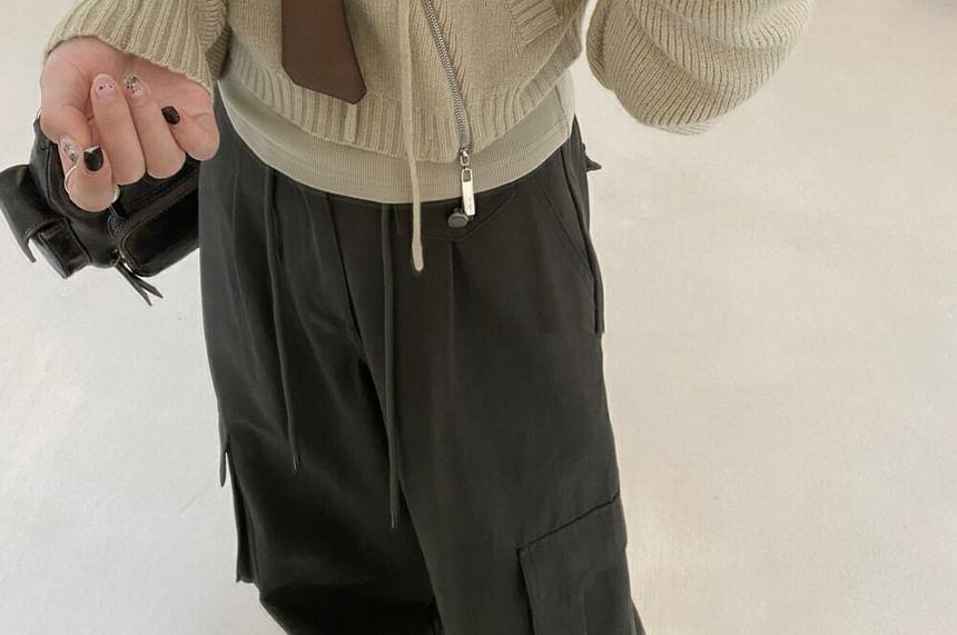 Set: Turtleneck Zip-Up Cardigan + Tank Top Product Image