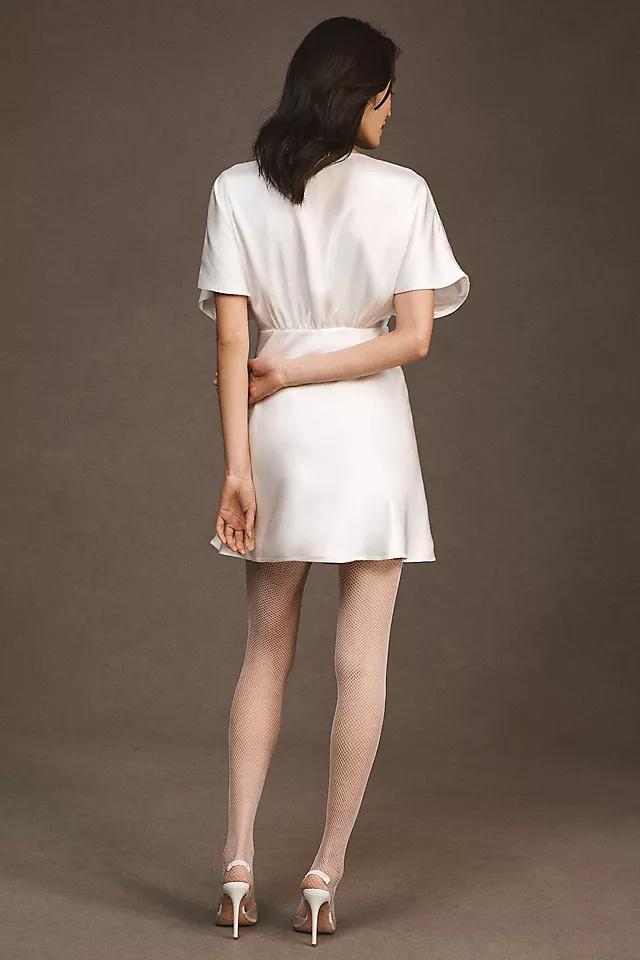 BHLDN Leila Deep-V Flutter-Sleeve Satin A-Line Mini Dress Product Image