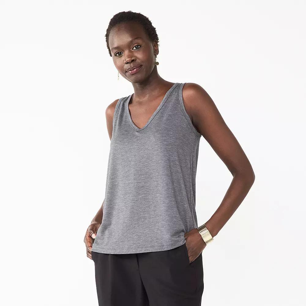 Women's Nine West Easy V-Neck Tank Top, Size: Large, Coal Grey Product Image