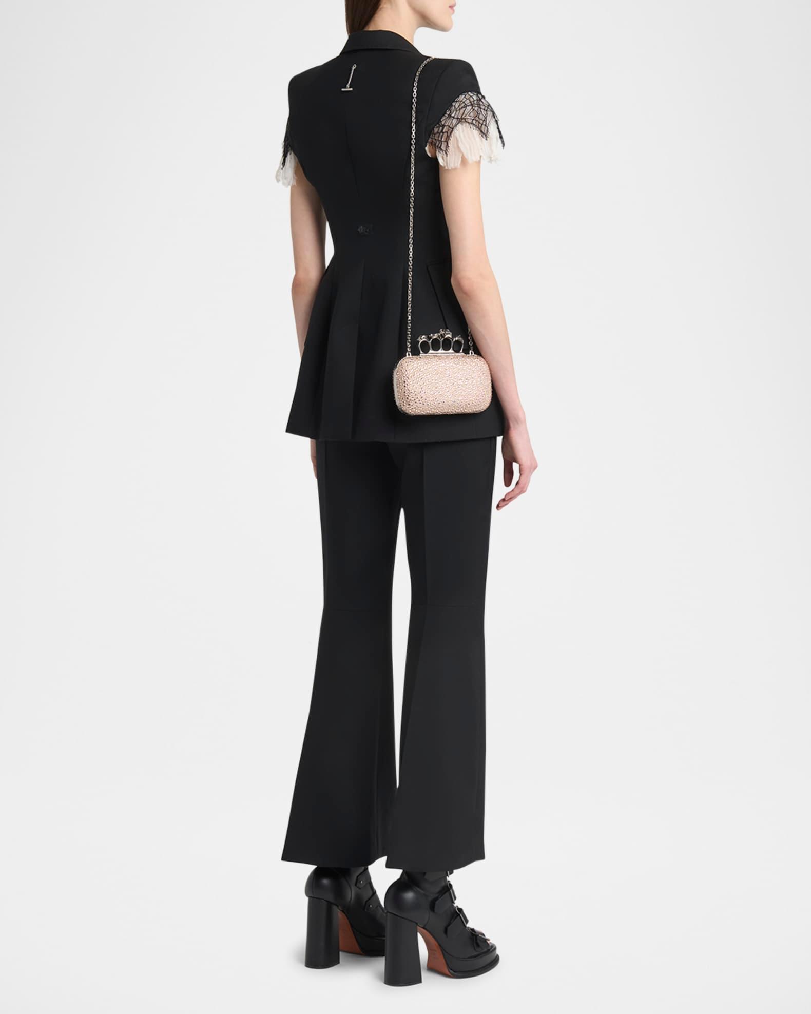 Skull Four Ring Embellished Leather Clutch Bag Product Image
