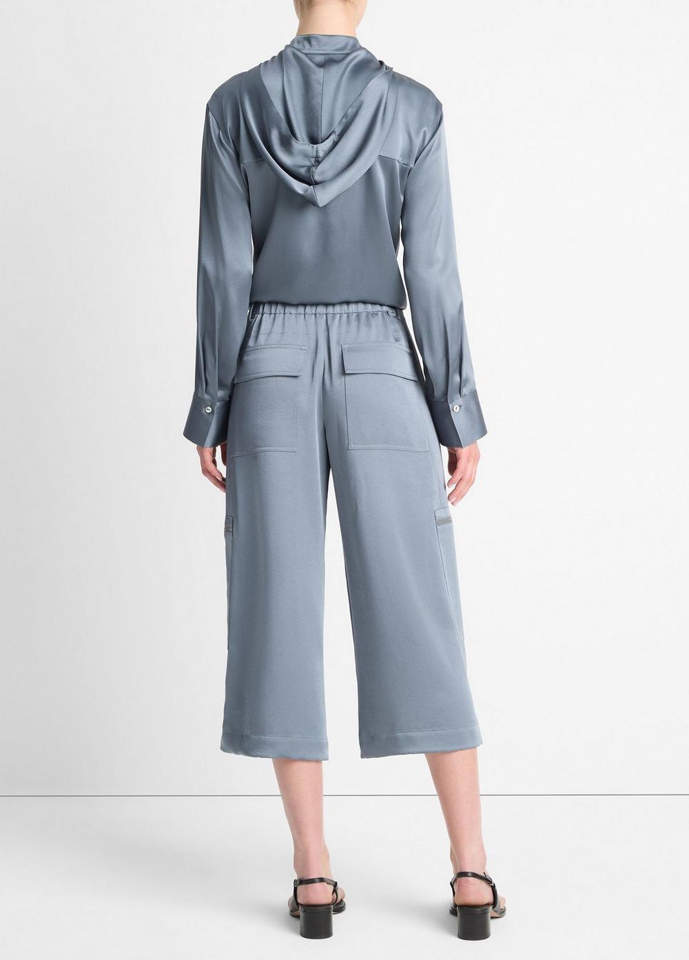 Womens Low-Rise Satin Parachute Crop Pant, Lake Stone, Size 10 Vince Product Image