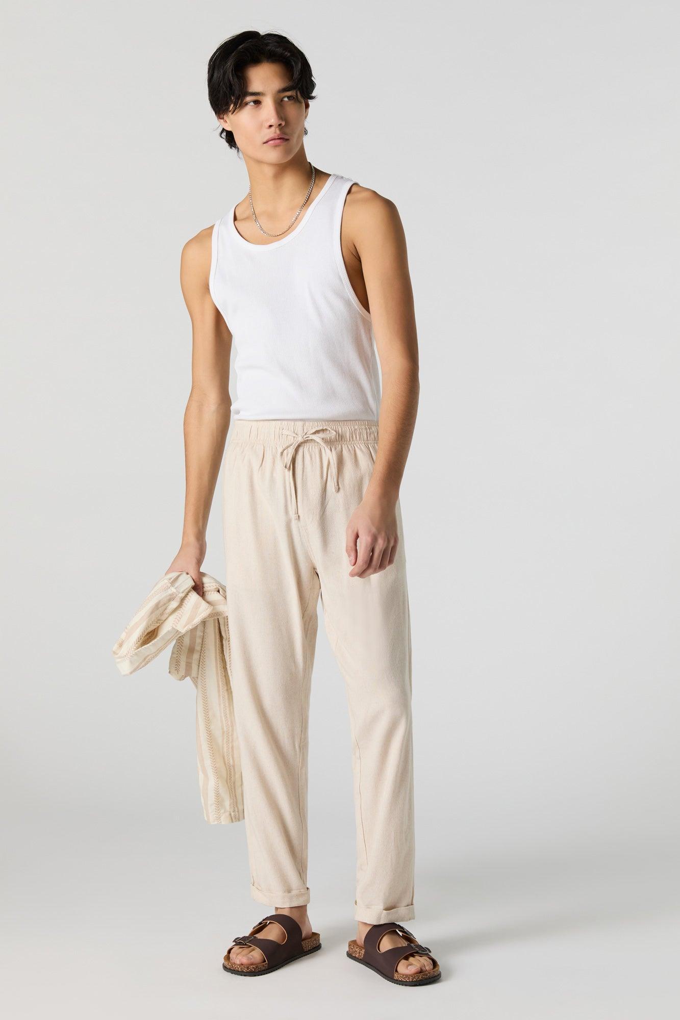 Linen-Blend Drawstring Pant Male Product Image