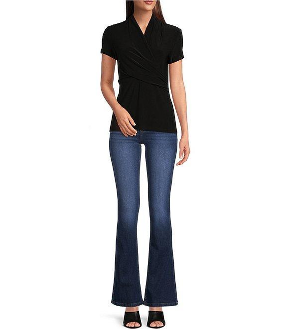 DKNY by Donna Karan Surplice V-Neck Side Ruched Short Sleeve Top Product Image