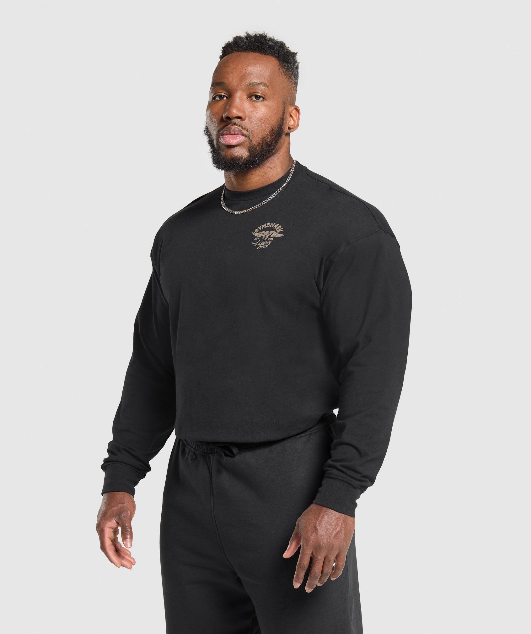 Gymshark Flying Weights Long Sleeve T-Shirt - Black Male Product Image