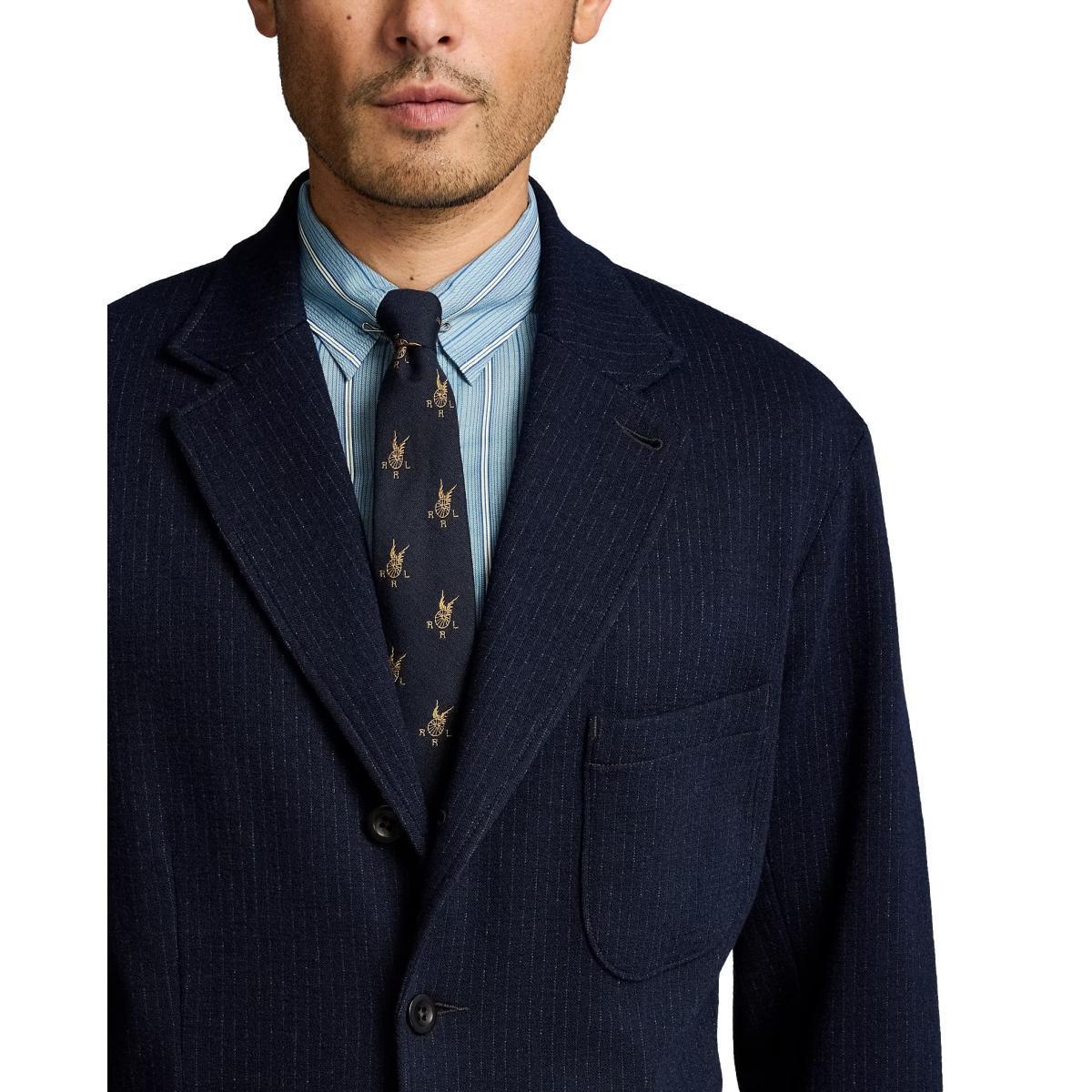 Unconstructed Jacquard-Knit Sport Coat Navy Multi Product Image