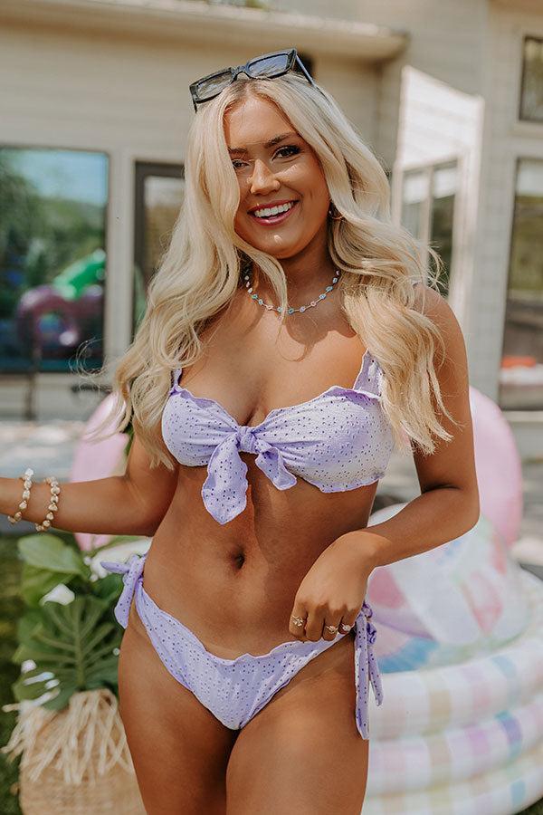 Island Divine Eyelet Bikini Bottom in Lavender Product Image
