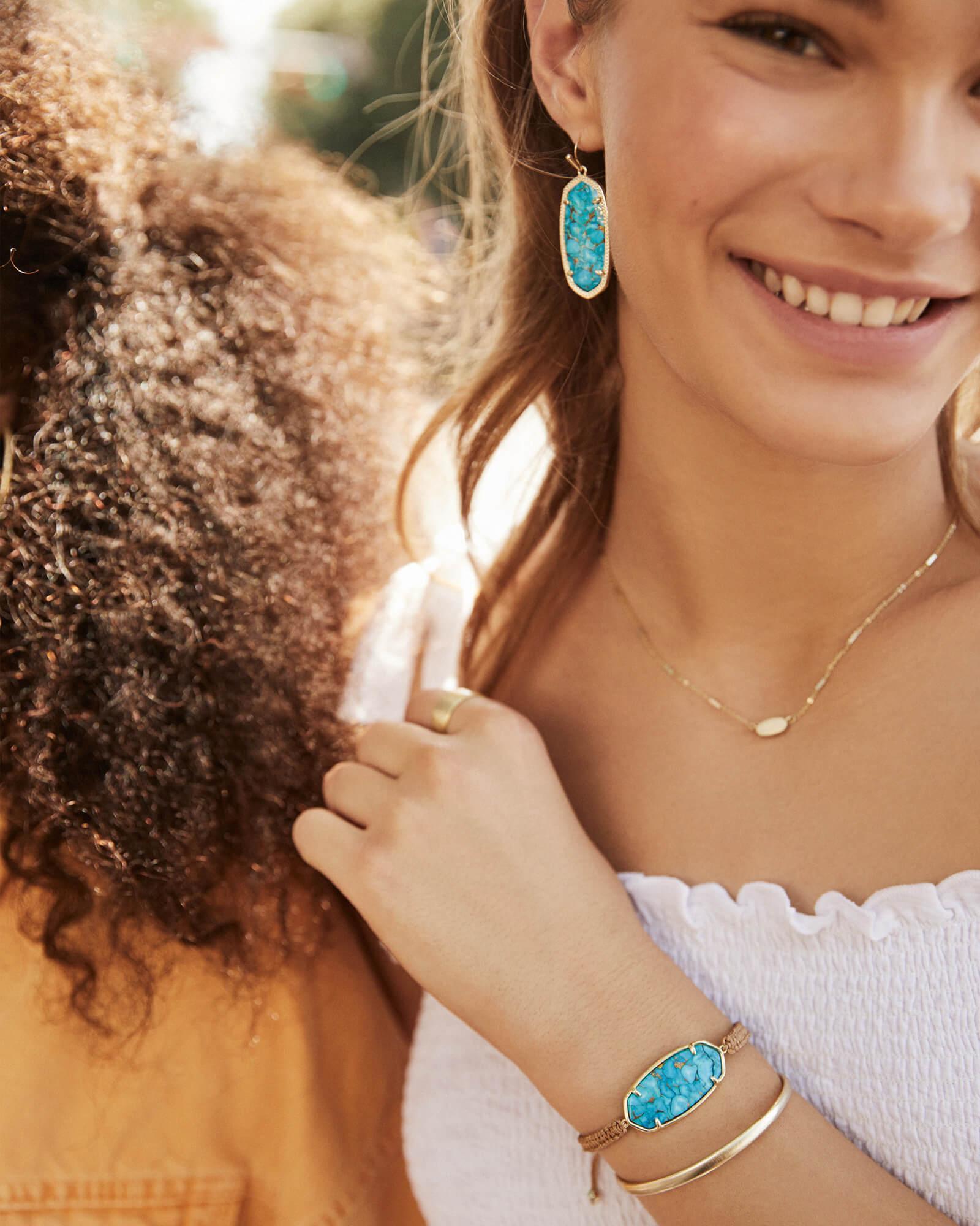 Elle Gold Drop Earrings in Bronze Veined Turquoise Magnesite Product Image