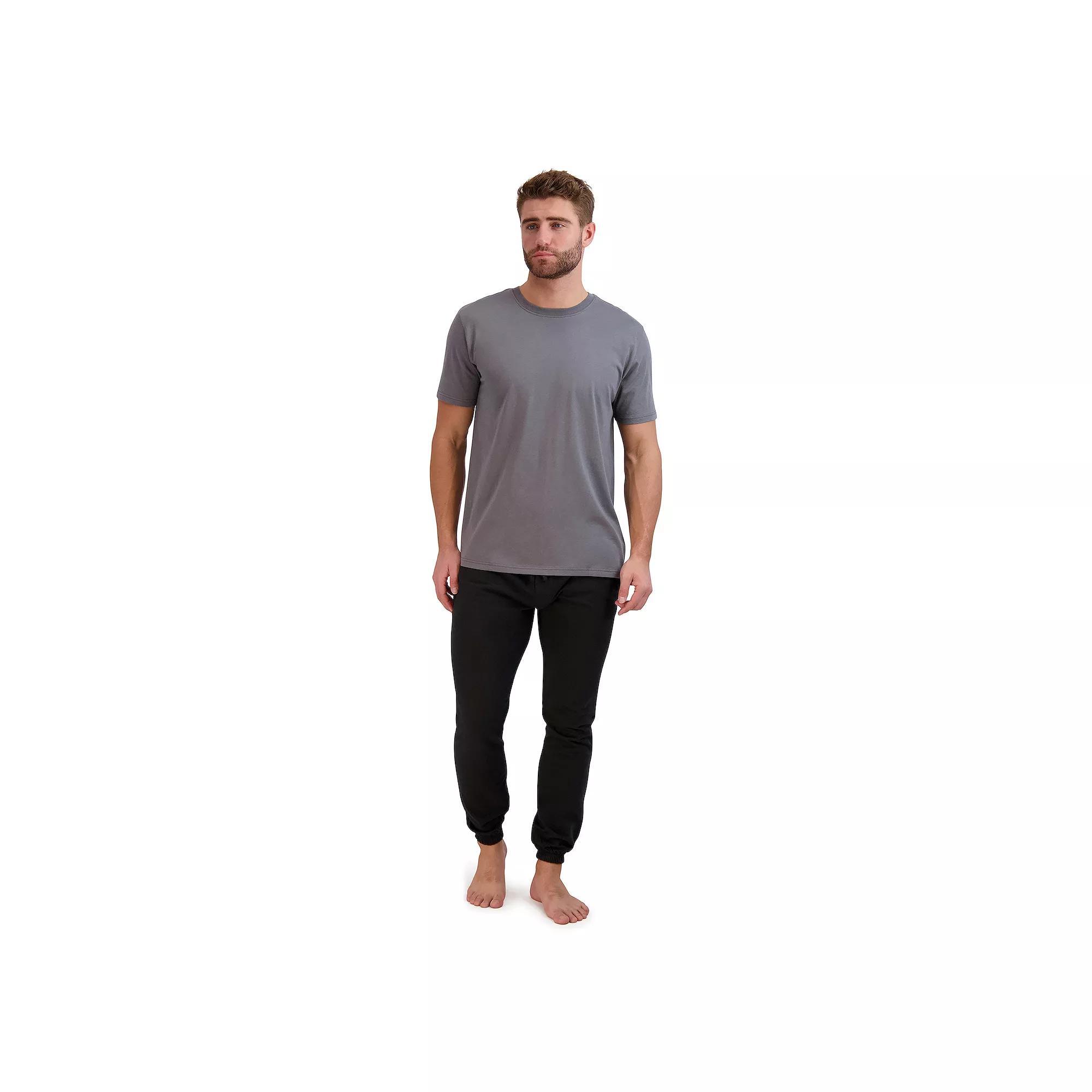 Big & Tall Hanes® Cotton Modal French Terry Pajama Set, Men's, Size: 4XL, Poppy Seed Black Product Image