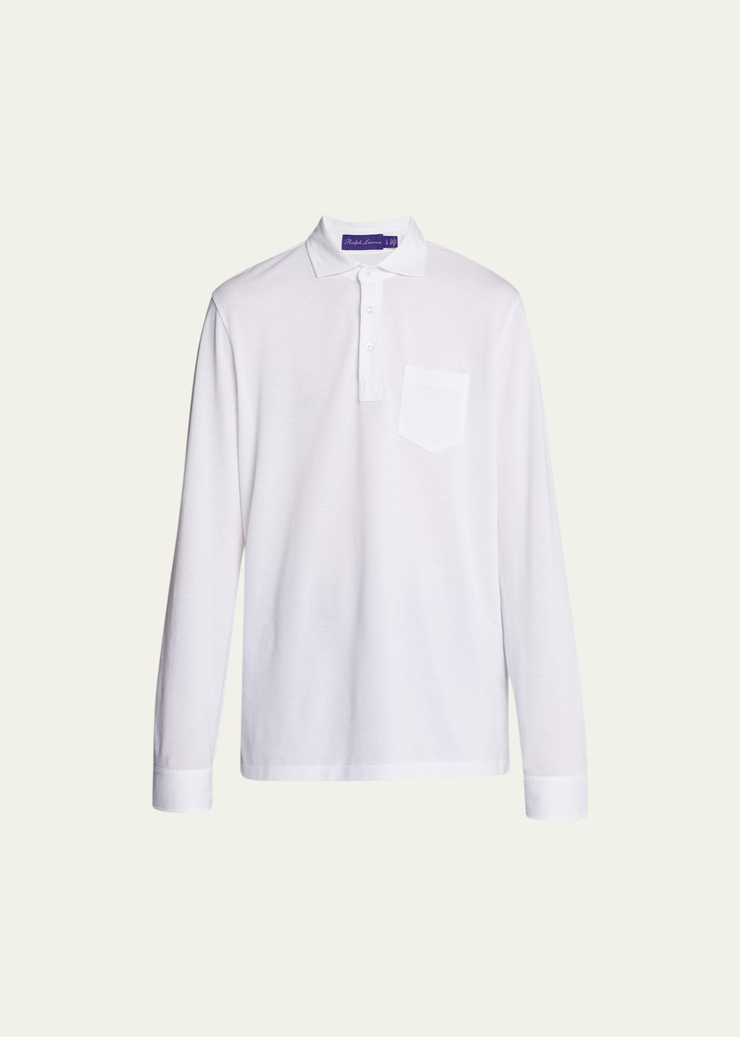 Mens Washed Non-Logo Long Sleeve Polo Product Image