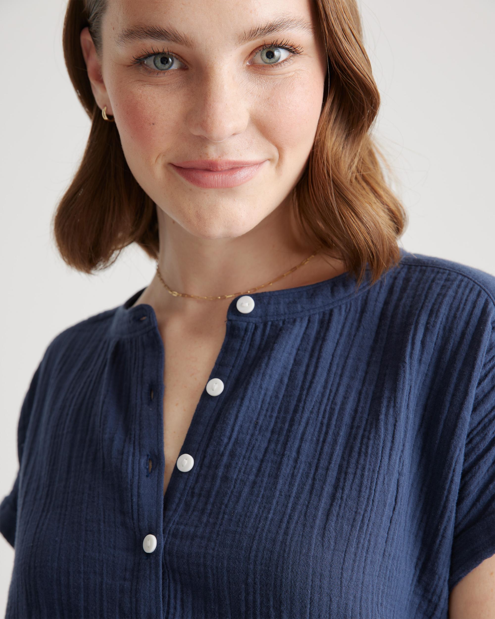Quince | Women's Gauze Roll Sleeve Shirt Organic Cotton Product Image