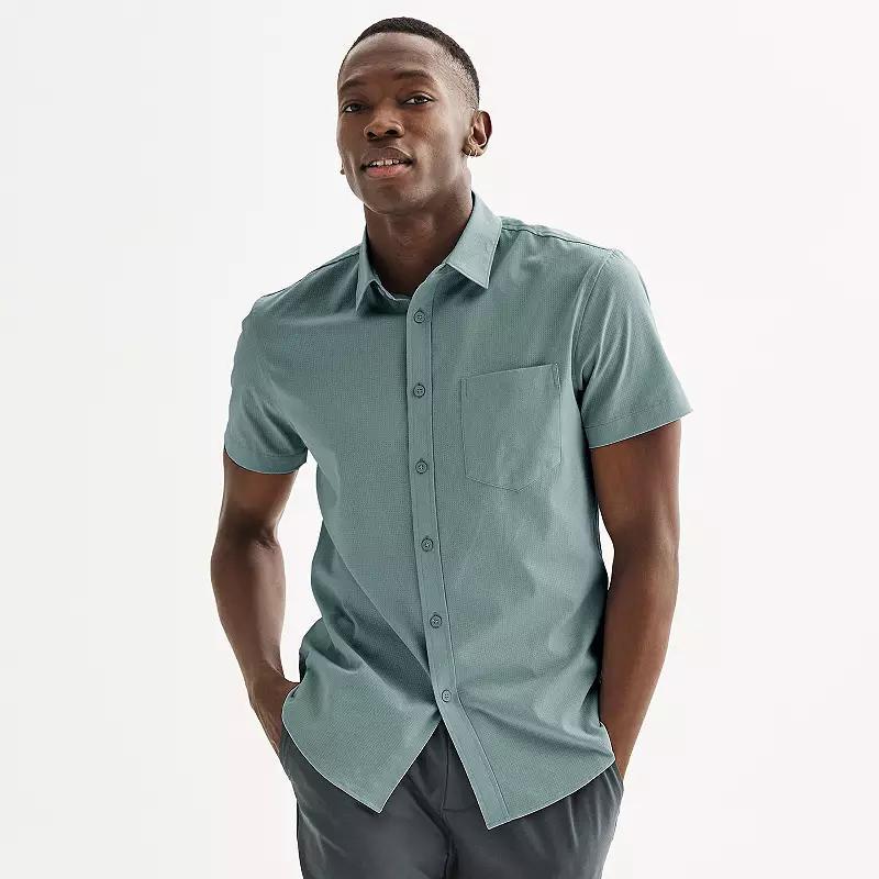 Men's FLX Slim Performance Untucked-Fit Button Down Shirt, Size: Small SLIM, Blue Beauty Product Image