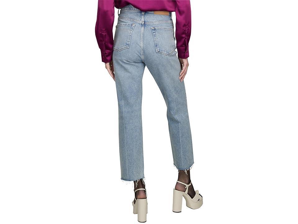 7 For All Mankind Logan High Rise Ankle Straight Stovepipe Fringe Hem Jeans in Ode To Product Image