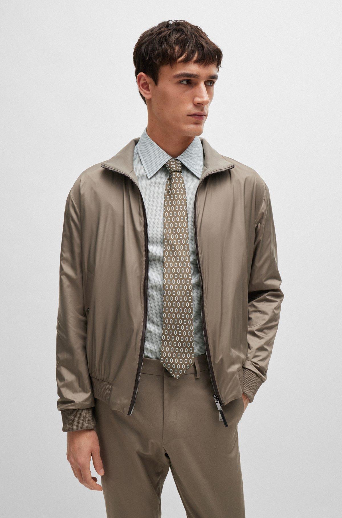 Slim-fit shirt in printed cotton with Kent collar Product Image