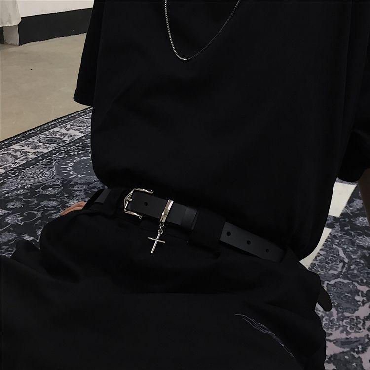 Faux Leather Cross Charm Belt Product Image