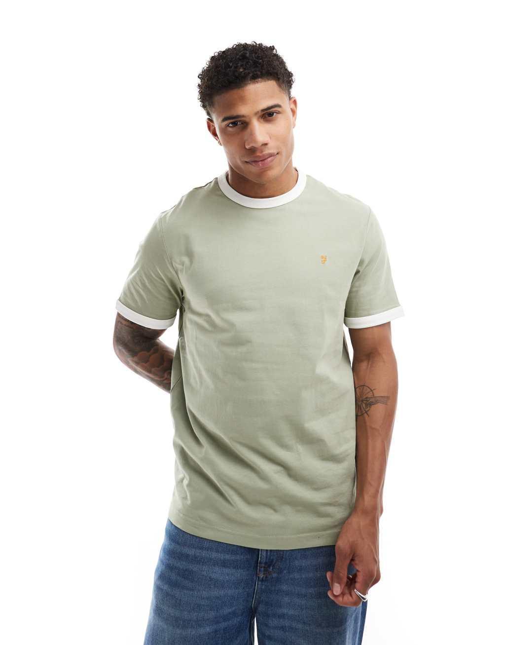 Farah ringer short sleeve T-shirt in green Product Image
