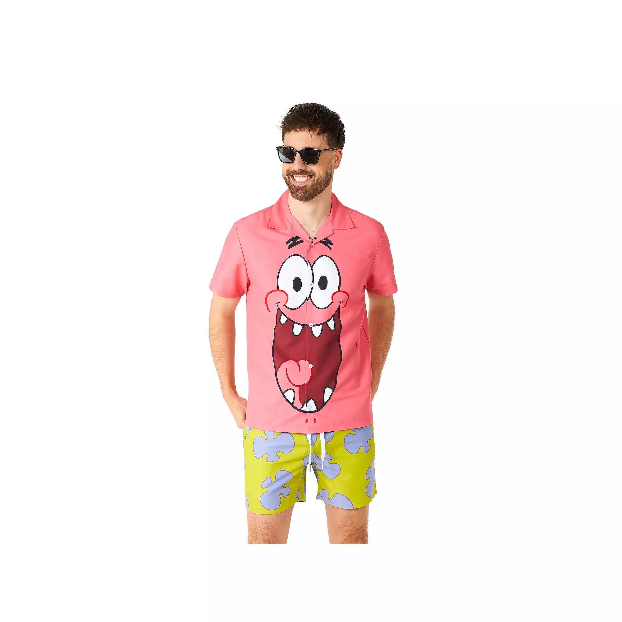 Mens Suitmeister SpongeBob SquarePants Patrick Slim Fit Short Sleeve Button Down Shirt & Shorts Set Product Image
