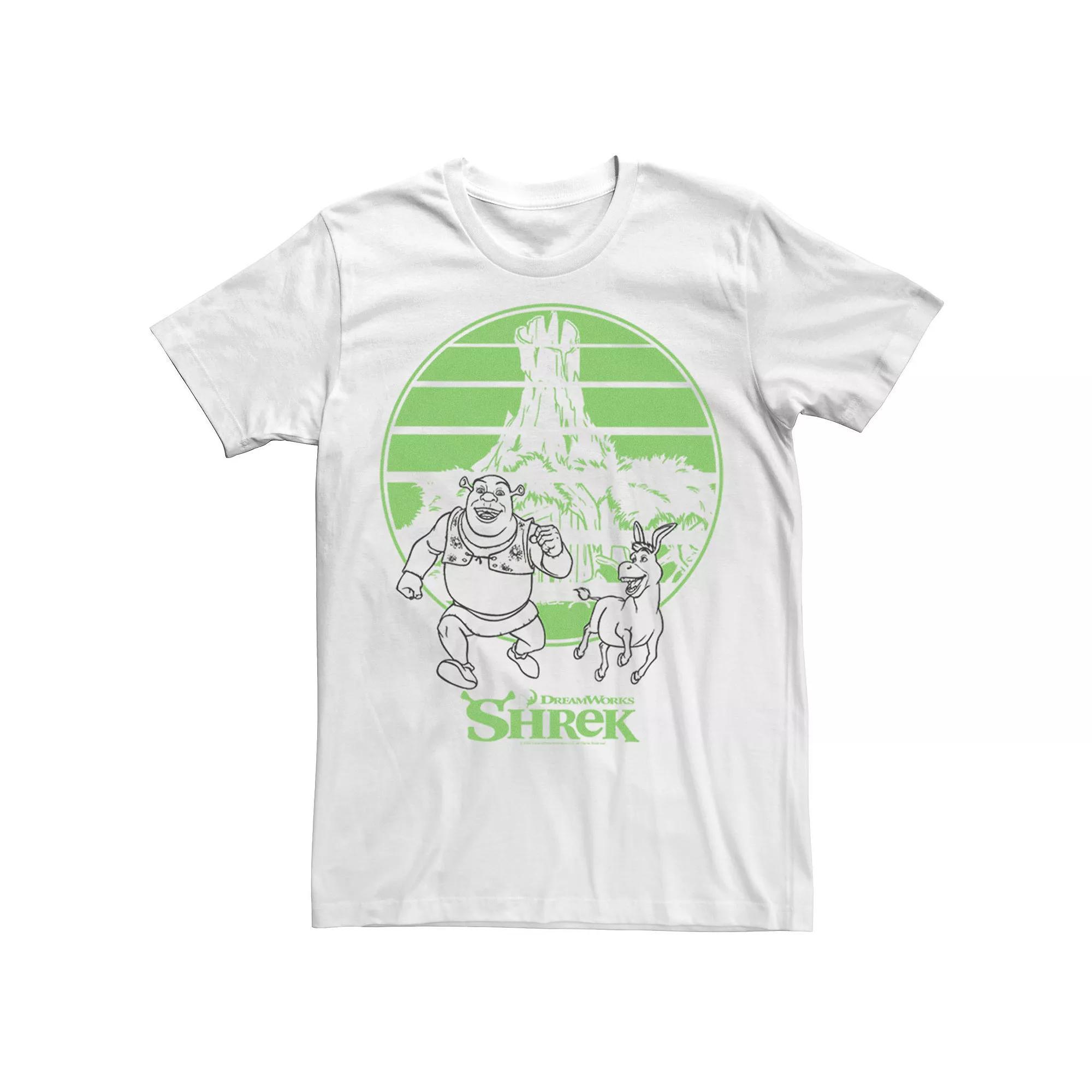 Men's Shrek & Donkey Retro Swamp Outline Tee, Size: XL, White Product Image