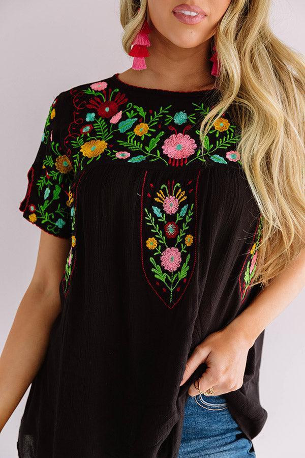 Cabana Bound Embroidered Top in Black Product Image