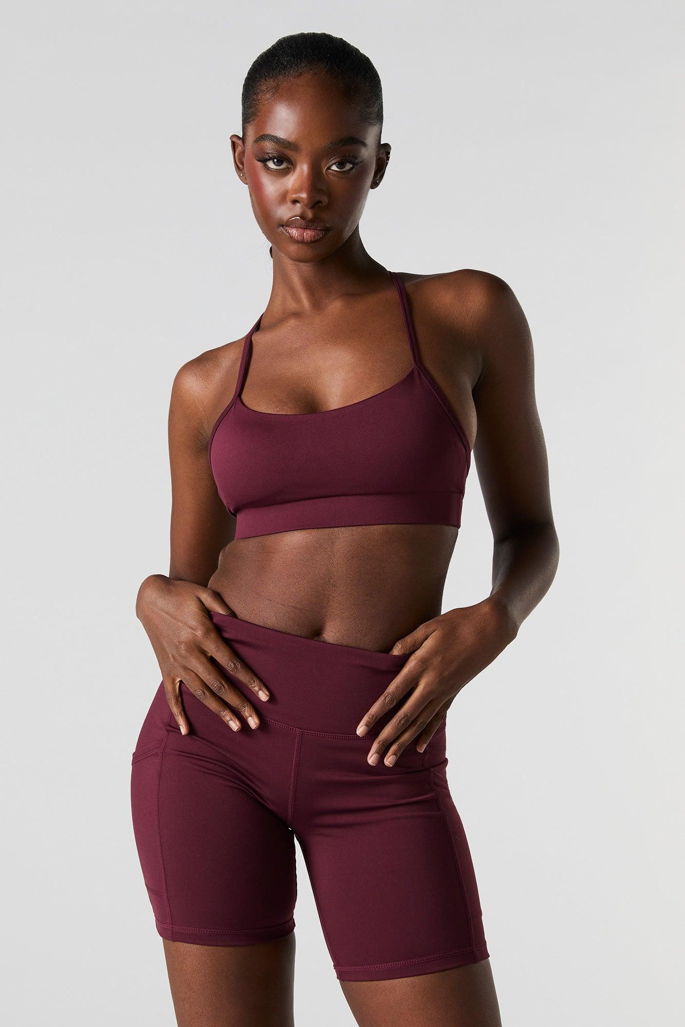 Solid Sports Bra with Built-In Bra Cups Female Product Image