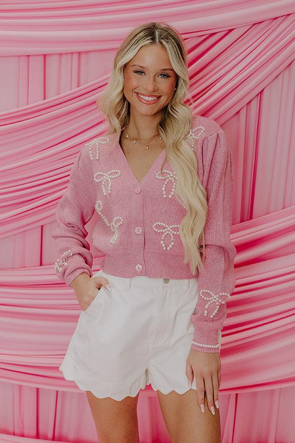 Coquette Dreams Pearl Embellished Sweater Top Product Image