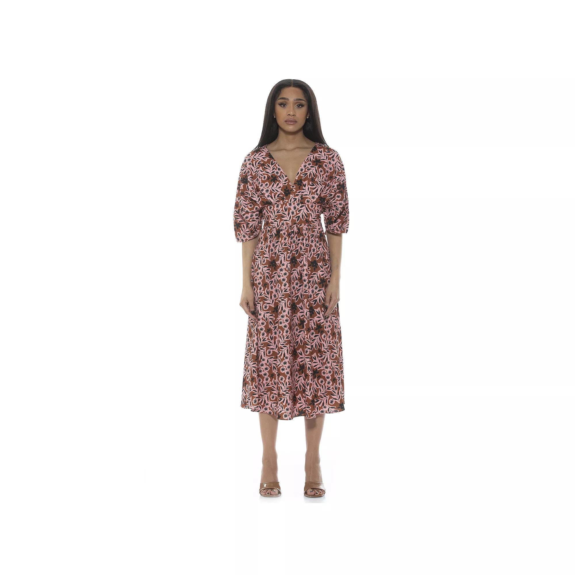 Women's ALEXIA ADMOR August Draped Fit & Flare Midi Dress, Size: 2, Sweet Pea Product Image