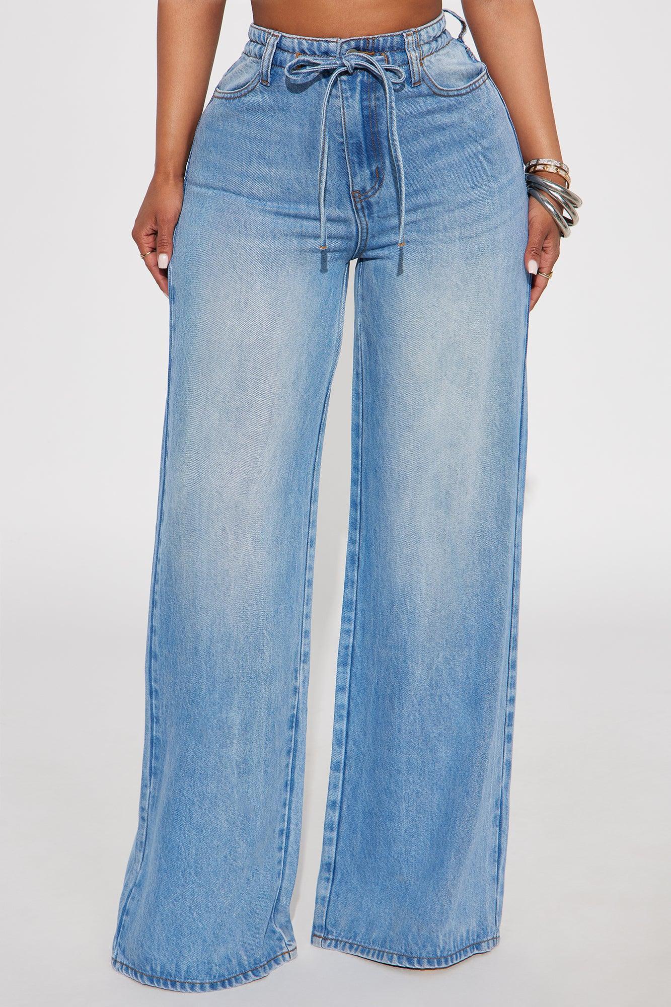 Beachfront Drapey Wide Leg Jeans - Vintage Wash Product Image