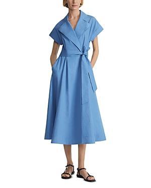Belted Organic Cotton Poplin Midi Wrap Dress Product Image