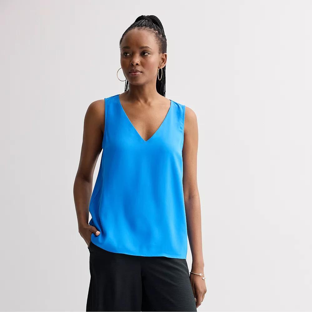 Women's Petite Nine West V-Neck Tank Top, Size: XL Petite, Ivory Tusk Product Image